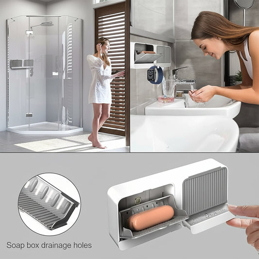 Wall Mounted 4-compartment Bathroom Storage Soap Holder