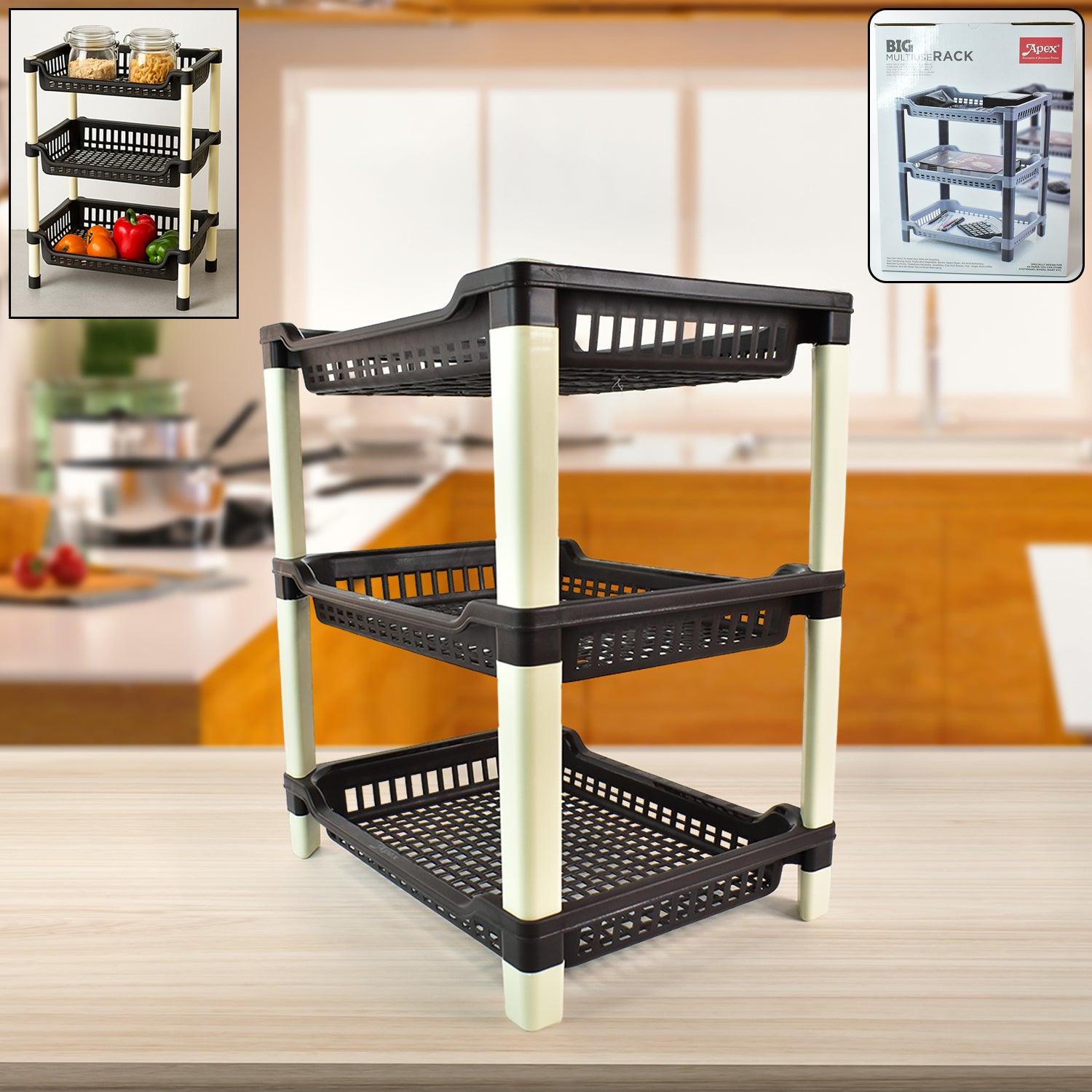 Apex Big Multi Use Plastic Storage Rack 3-tier (1 Pc) – Leadzinkart