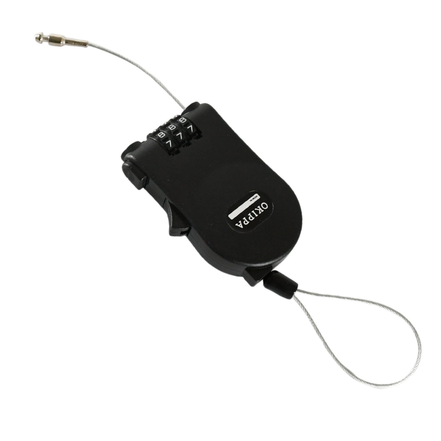 17506 Multifunctional Cable Lock With Number Code For Travel Sports Etc. Retractable Wire Lockwire Black Shell Combination Password.