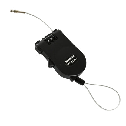 17506 Multifunctional Cable Lock With Number Code For Travel Sports Etc. Retractable Wire Lockwire Black Shell Combination Password.