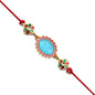 Blue Stone Rakhi With Floral Meenakari Accents