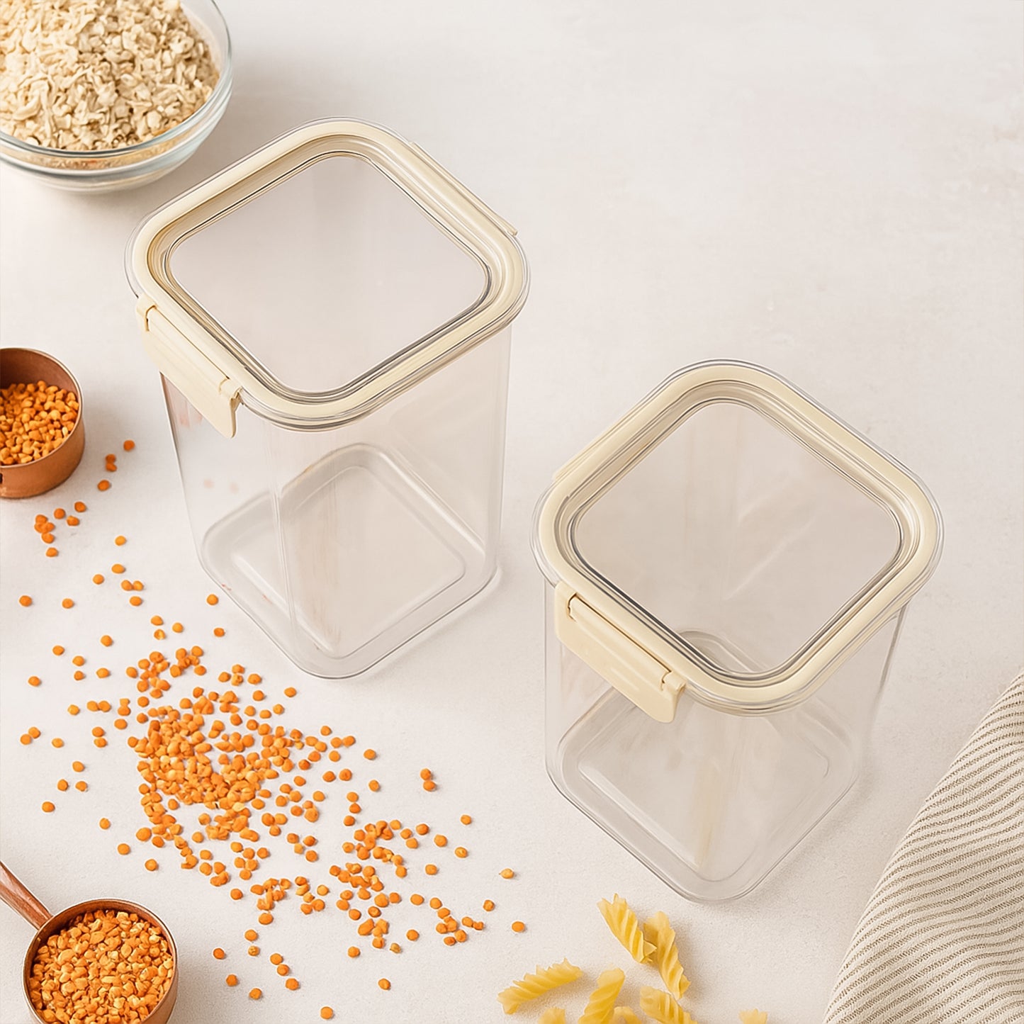 Apex Press N Lock Airtight Kitchen Storage Container Set (2pc1400ml) Approx