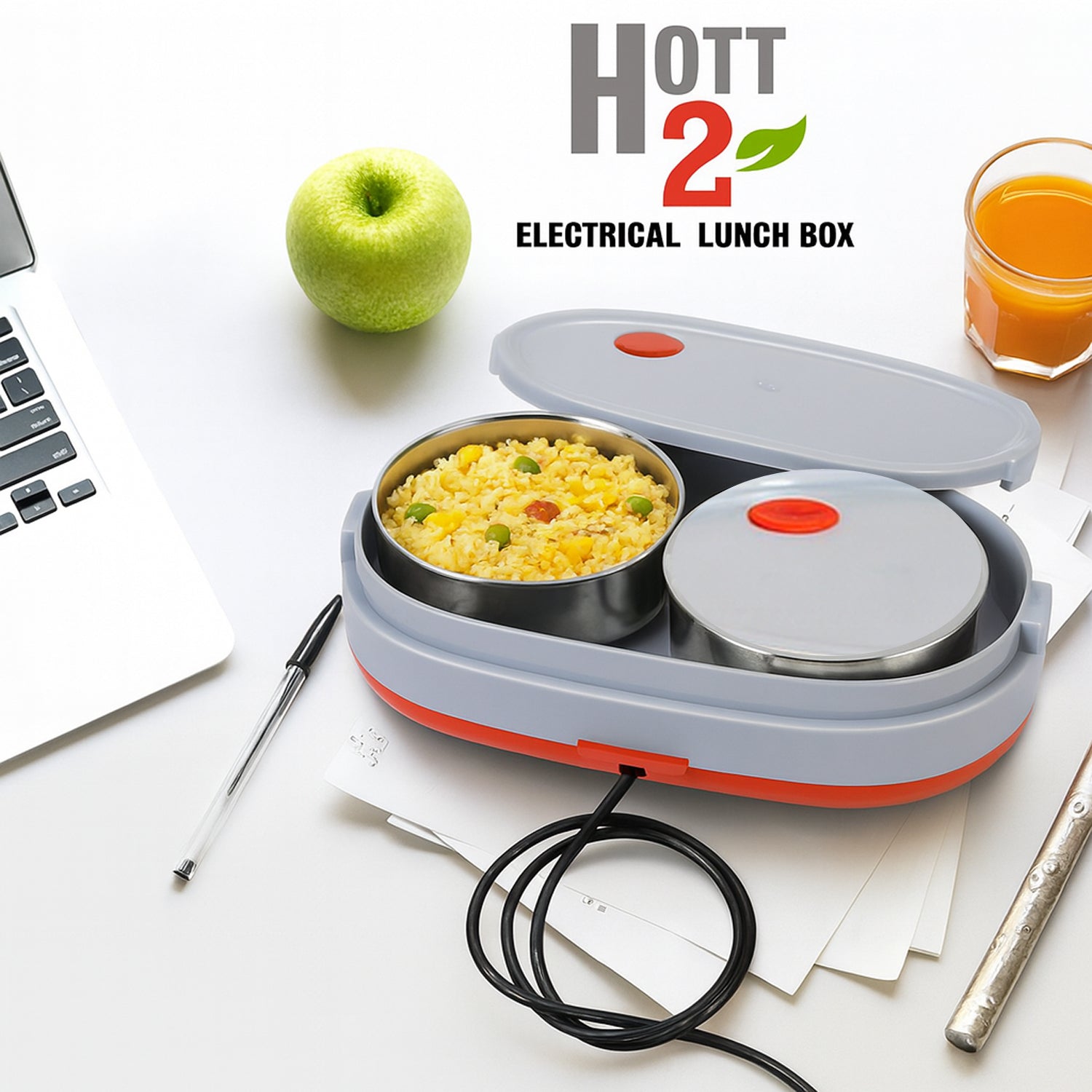 Orbit Electric Lunch Box With Dual Stainless Steel Containers Set