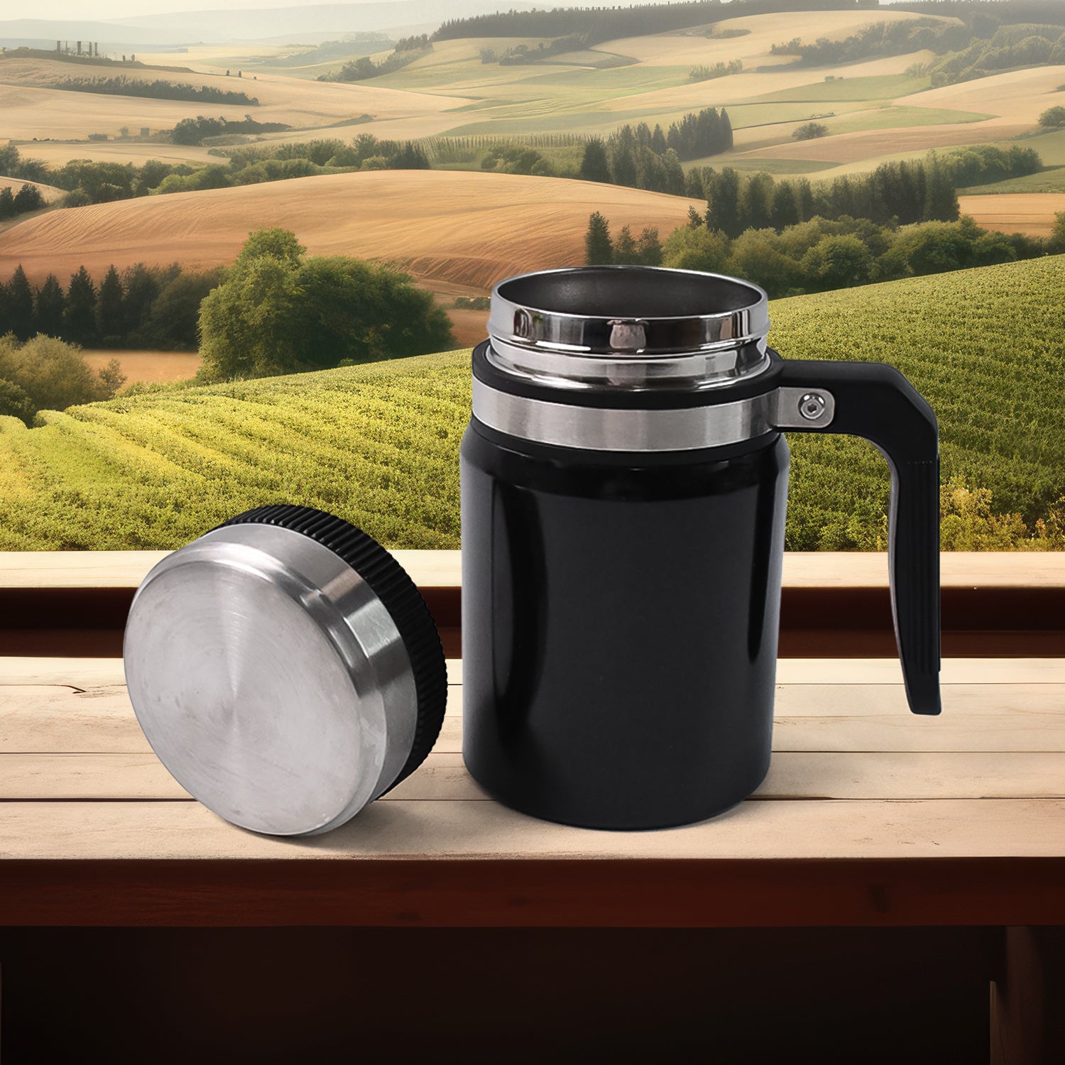 Stainless Steel Vacuum Cofee Cup With Non Slip Scalding (600ml Approx)