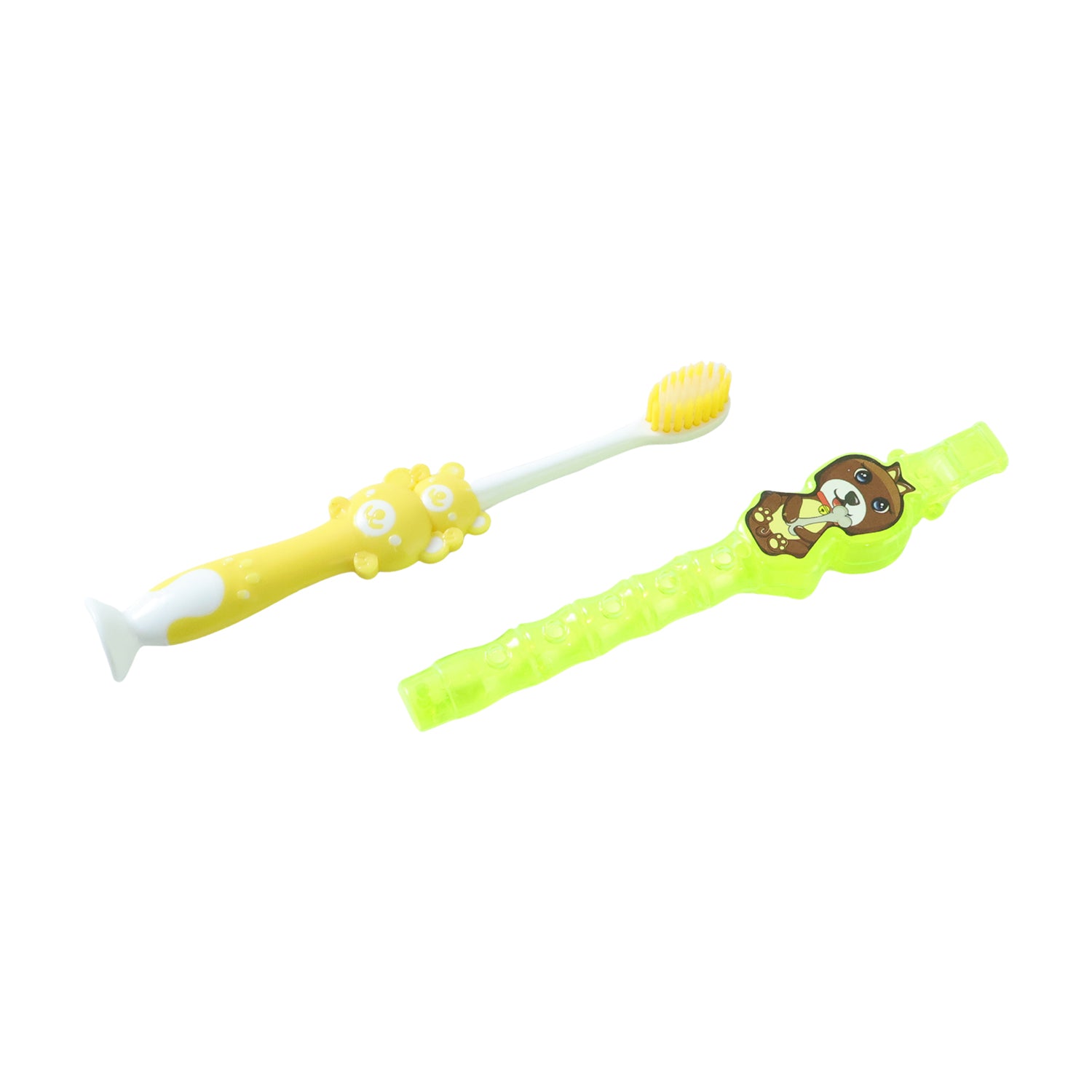 Kids Cartoon Design Toothbrush With Musical Whistle Set (2 Pc Set)