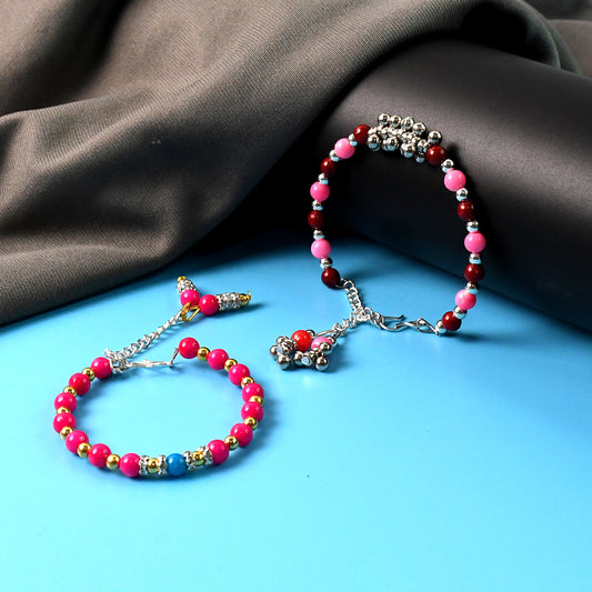 Traditional And Trendy Beaded Bracelet With Adjustable Chain (1 Pc)