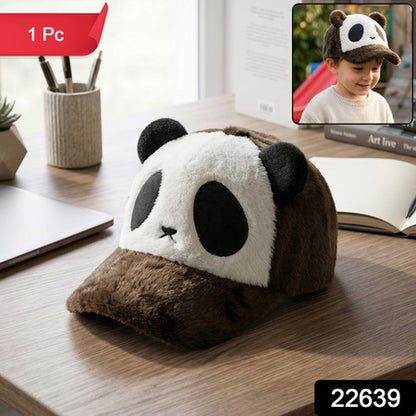 Cute Panda Design Plush Winter Cap (1 Pc)