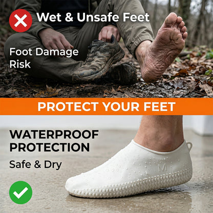 Waterproof Silicone Shoe Cover White Color (1 Pair Medium Size)