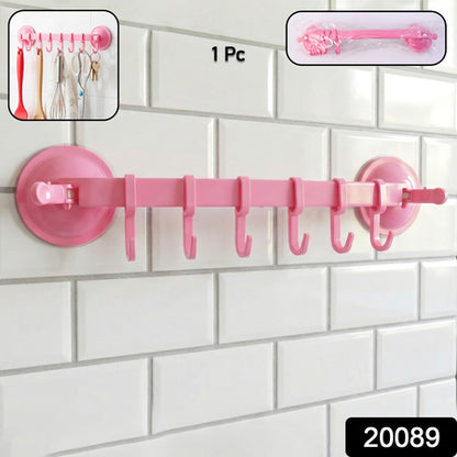 Multipurpose Wall-mounted Plastic Hanging Rack (6 Hook 1 Pc)