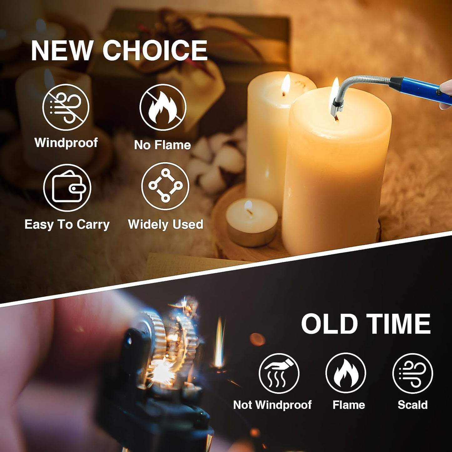 Metal Rechargeable Electric Arc Lighter With Flexible Neck (1 Pc)