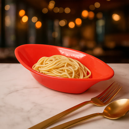 Plastic Marin Serving Bowl  Elegant Oval Deep Bowl (1 Pc  Red)