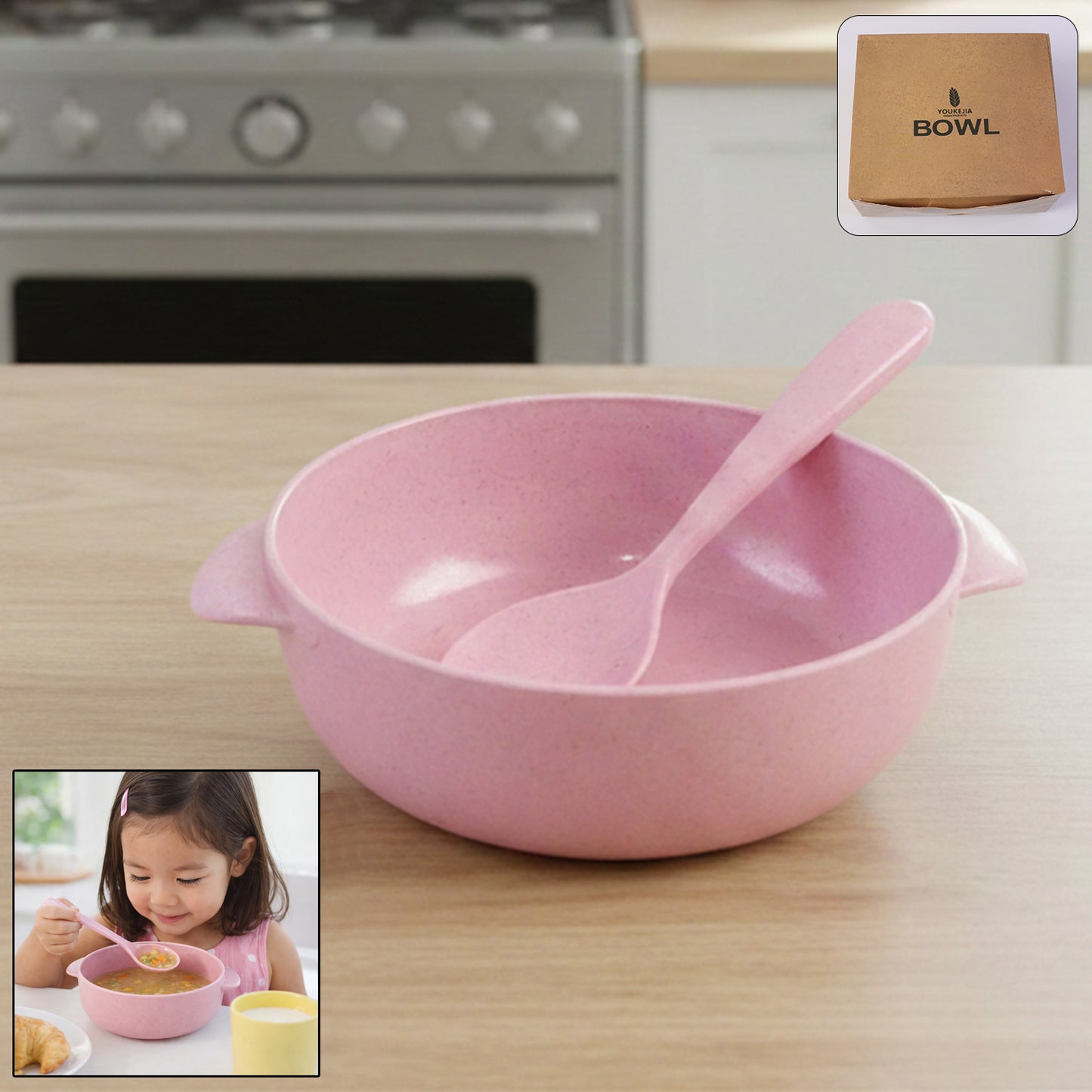 Premium Kids Feeding Bowl With Spoon (1 Set 240ml)
