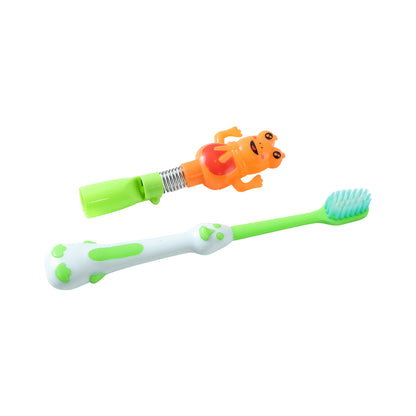 Kids Cartoon Spring Frog Toy With Toothbrush Set (2 Pc Set)