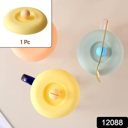 Cup  Mug Lid Dust Proof Silicone Rubber Airtight Seal (Cup  Spoon Not Included Only Lid 1 Pc)