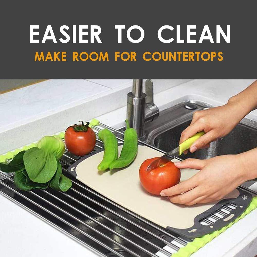 2064 Foldable Drain Rack Kitchen Sink Roll Up Dish Drying Rack Portable Dish Rack
