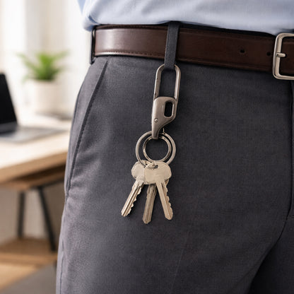 Premium Heavy Duty Push Lock Metal Keychain With Dual Ring (1 Pc)