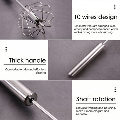 Stainless Steel Hand Push Rotary Whisk (1 Pc 29 Cm)