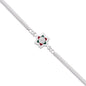 Silver Lotus Rakhi With Red-green Enamel  Chain Strap