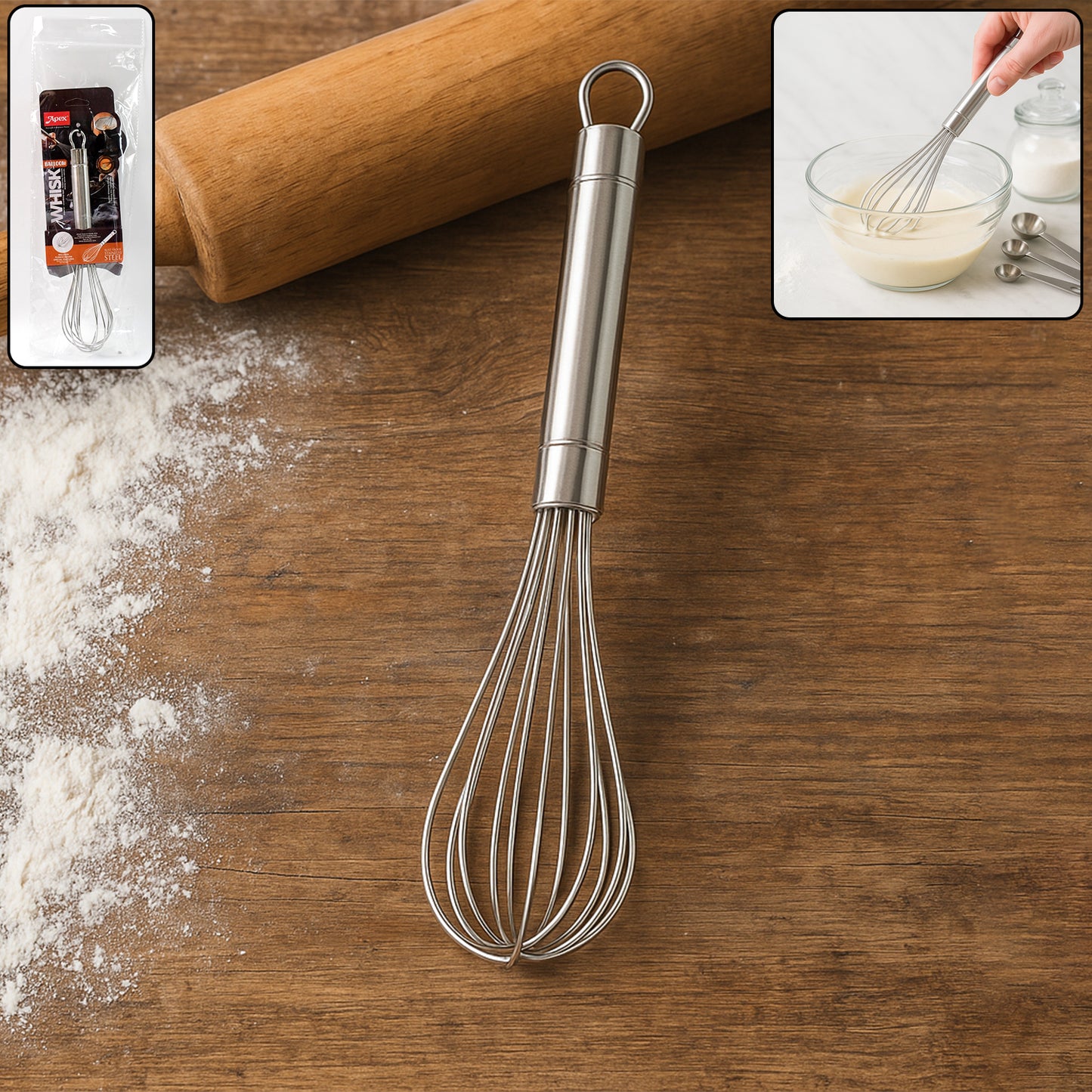 Apex Stainless Steel Small Hand Whisk (1 Pc)