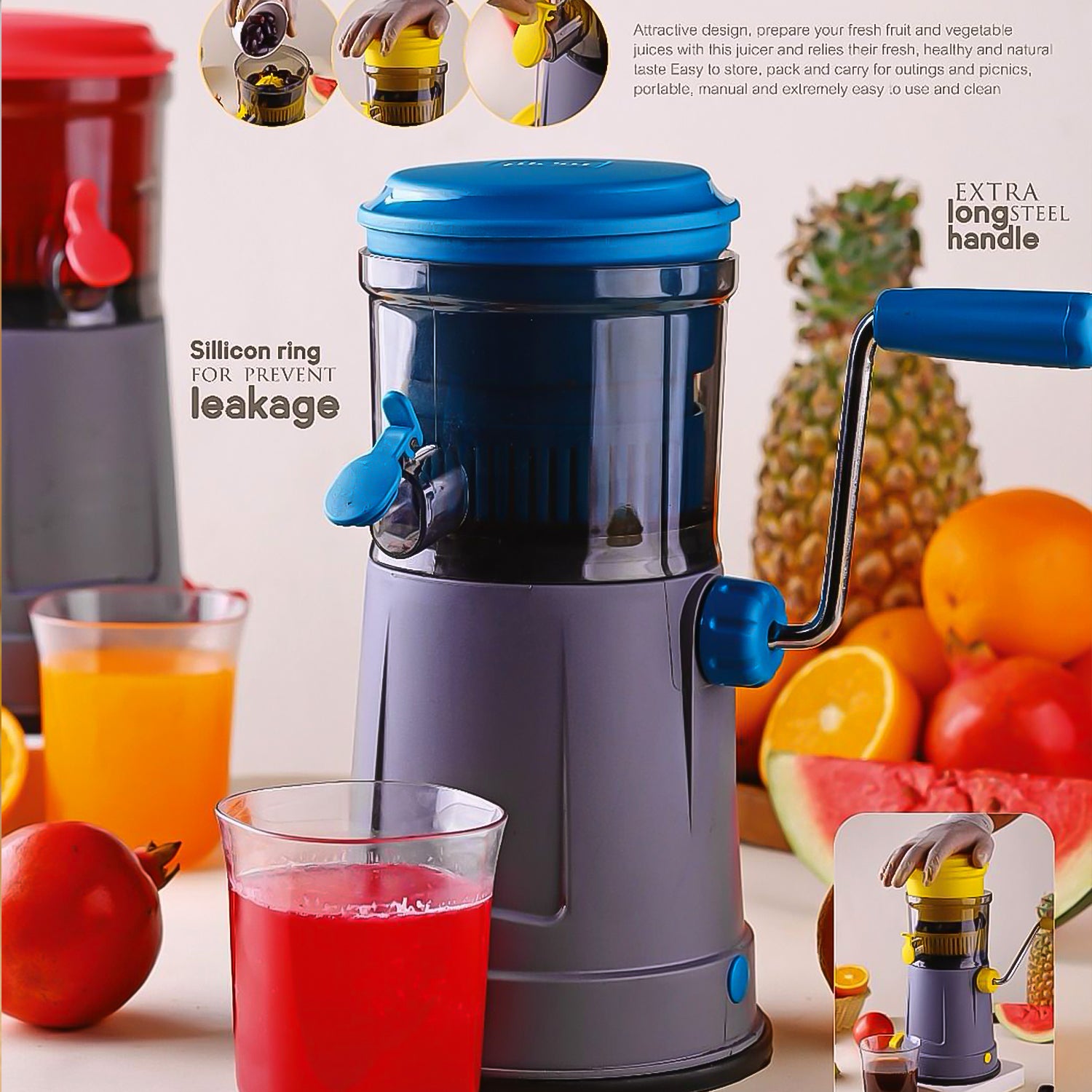 Supermom Pulpy Fruit Juicer With Extra Long Handle And Silicone Ring (1 Pc)