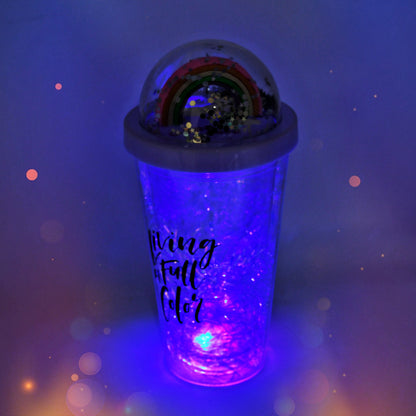 6883 Sipper Bottle With Straw Led Glow Light  For Kidstumbler With Strawvacuum Flasksipper Plastic Tumblersipper Bottle With Straw (Pack Of 1)