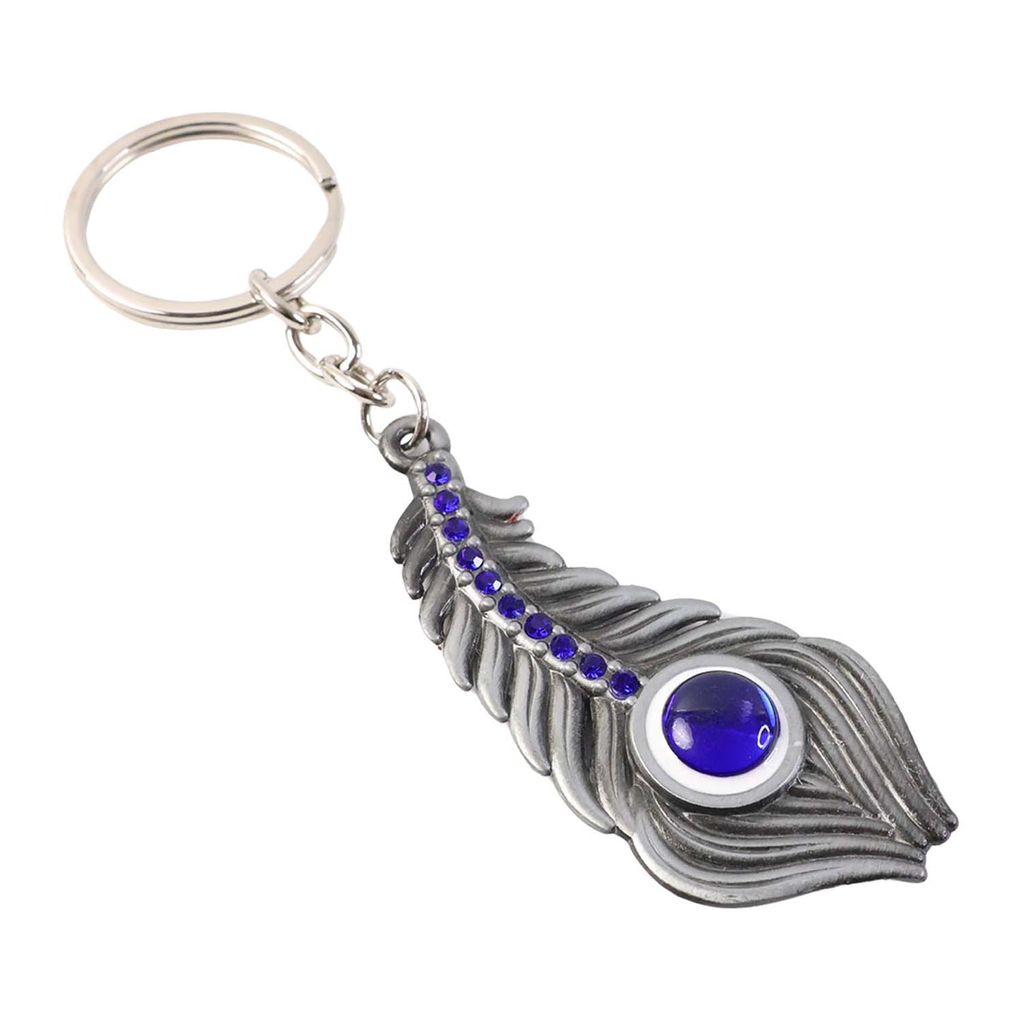 Elegant Metal Peacock Feather Keychain (1 Pc)