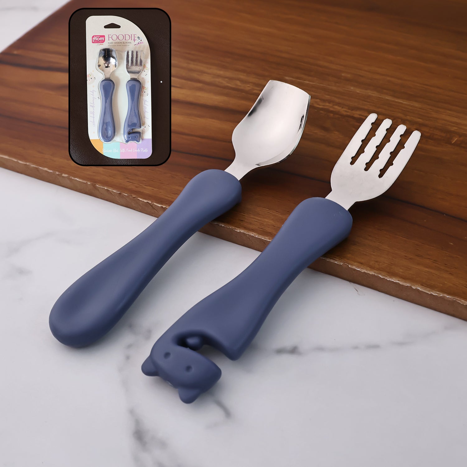 Supermom Foodie Stainless Steel Spoon  Fork (2 Pc Set)