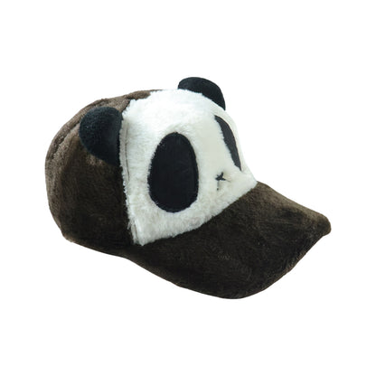Cute Panda Design Plush Winter Cap (1 Pc)