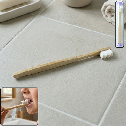 Natural Wooden Handle Tooth Cleaning Brush With Case (1 Pc)