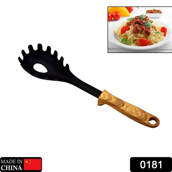 0181 HEAT-RESISTANT PASTA SERVER WITH WOODEN HANDLE | SPAGHETTI SERVER