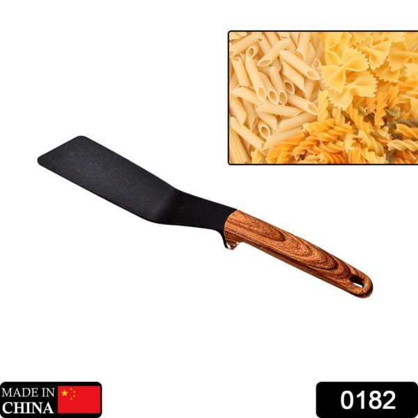0182 Stylish Kitchen Tool, Flexible Non Stick Heat Resistant Nylon Spatula, Wooden Handle Cooking Curved Turner for Salada, Fish, Eggs, Panakes