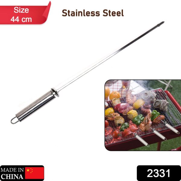 2331 Long Stainless Steel BBQ Grill Bar Sticks With Handle Reusable Grill Skewers Outdoor Camping