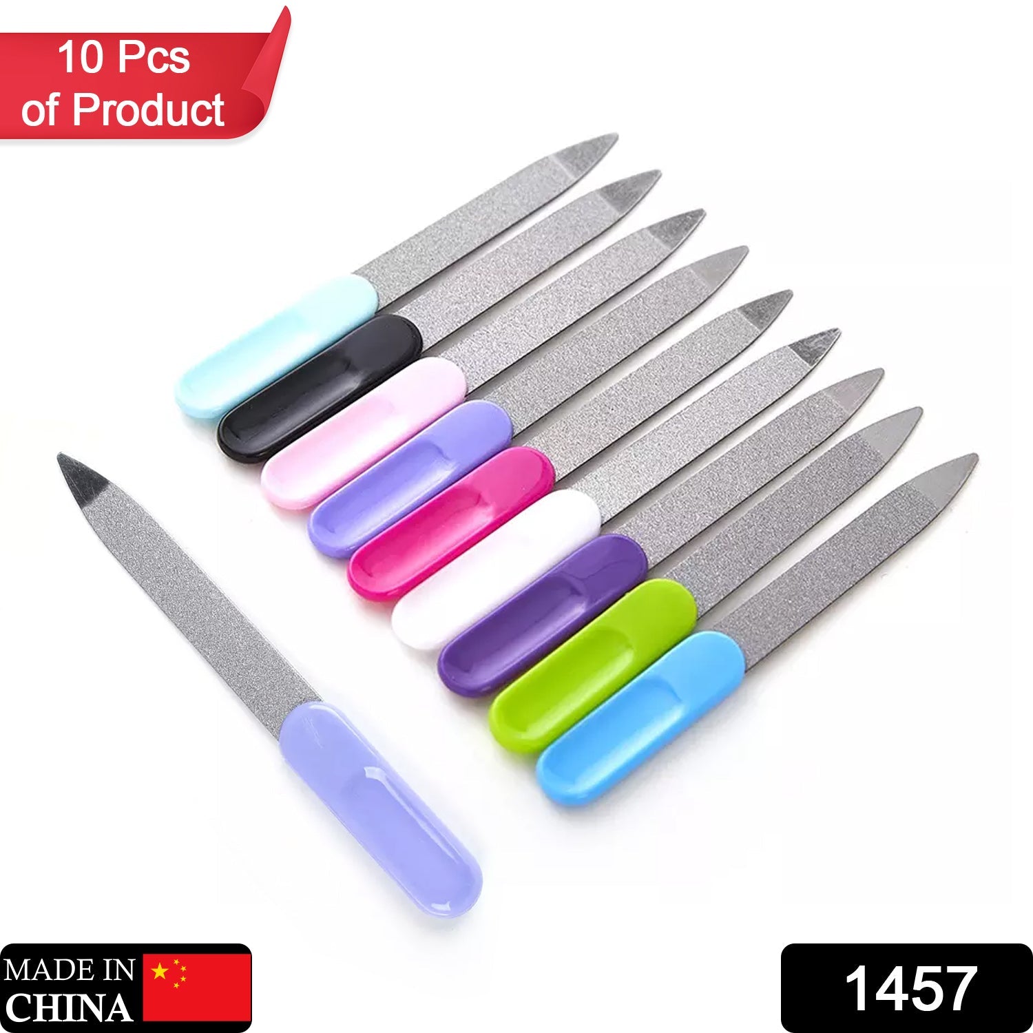 1457 Stainless Steel Professional Nail File Double Sides Great for Thick Nails ( 10 pcs )