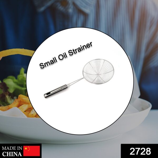 2728 Small Oil Strainer To Get Perfect Fried Food Stuffs Easily Without Any Problem And Damage.
