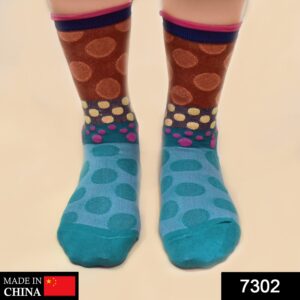7302 Ladies Printed Socks Breathable Thickened Classic Simple Soft Skin Friendly (Moq :-3), Moja