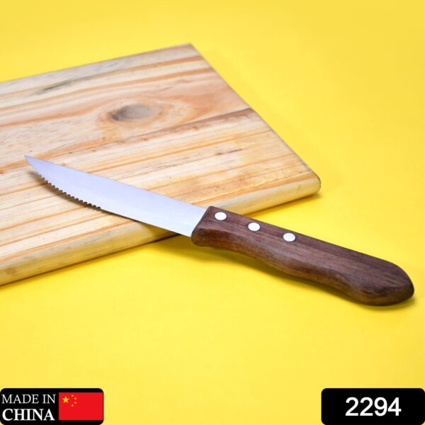2294 1Piece Serrated Steak Knives with Wood Handle