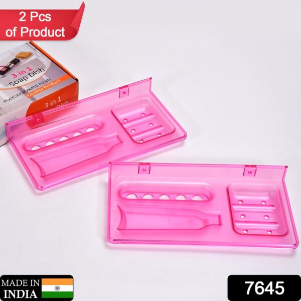 7645 3in1 Soap And Tubedish Tray For Bathroom