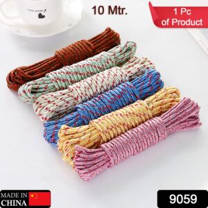 9059 10 Meter Heavy Duty Laundry Drying Clothesline Rope Portable Travel Nylon Cord Sturdy Clothes Line for Outdoor, Camping, Indoor, Crafting, Art Projects