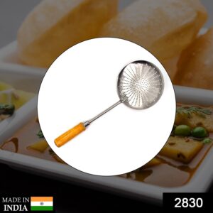 2830 Stainless Steel Boondi Jhara with Wooden Handle