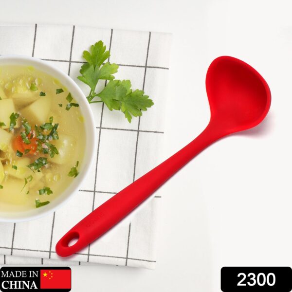 2300 Silicone soup Spoon, Heat Resistant Soup Ladle Scoop with Solid Coating Handle
