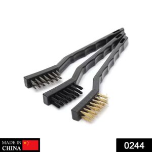 0244 -3pcs Mini Wire Brush Set (Steel/Nylon/Brass Brush)