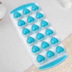 5352 Easy Push Premium POP-UP ice Tray, With Flexible Silicon Bottom and Lid, Heart Shape 18 Cube Trays