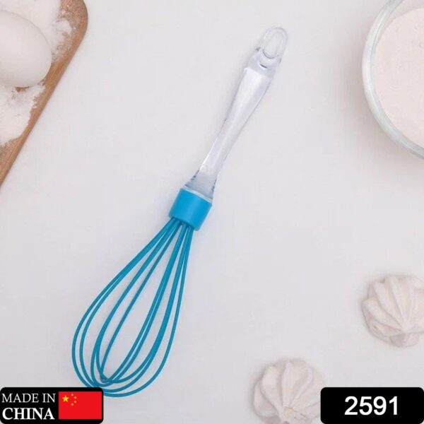 2591 Acrylic Handle Silicone Whisk Manual Balloon Wire Whisk Hand Egg Mixer Beater Kitchen Blender Egg Tool Silicone Balloon Whisk