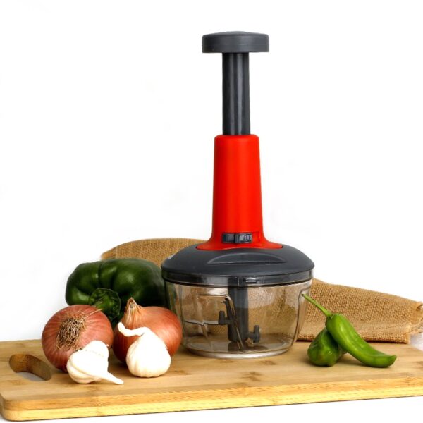 5901 Matte Finish Manual Hand Press Chopper for Kitchen, Mini Handy & Compact Chopper with 3 Blades for Effortlessly Chopping Vegetables & Fruits for Your Kitchen.