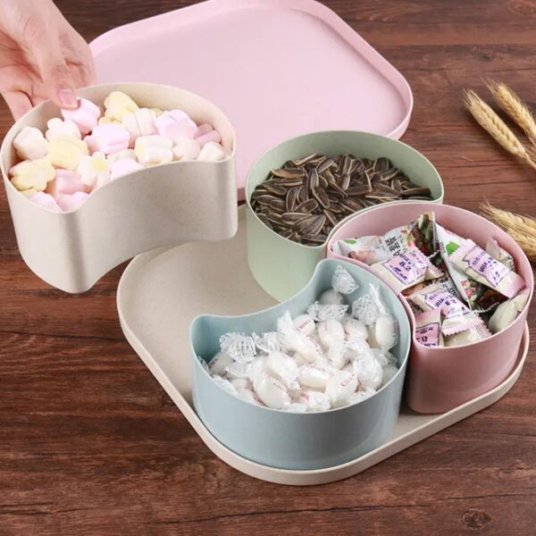 7151 Candy Box Large Capacity Space-saving Compartment Design Creative Divided Food Fruit Plate for Living Roomfruit_candy_box_4comp