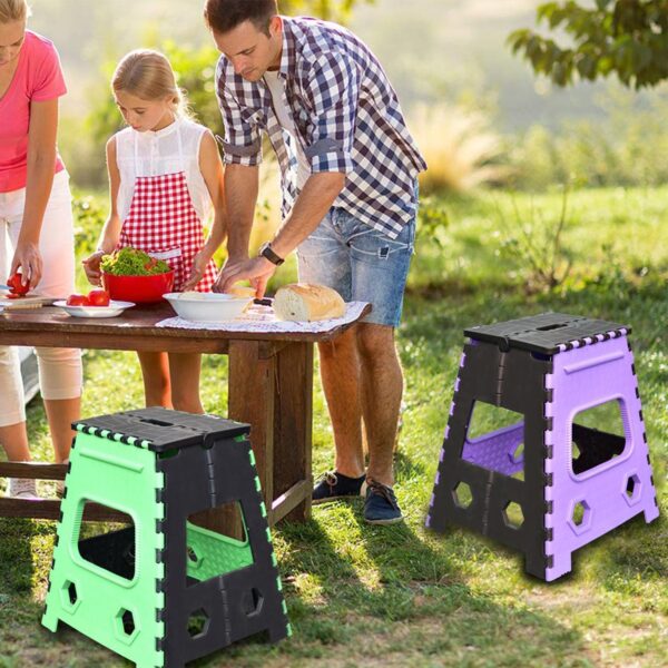 7050 2pc 18inch Folding Stool for Adults and Kids, Also For Kitchen Stepping With (Brown Box)