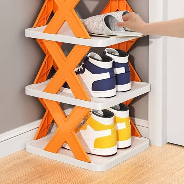 9054A  5 Tier Shoes Stand, Shoe Tower Rack Suit for Small Spaces, Closet, Small Entryway, Easy Assembly and Stable in Structure, Corner Storage Cabinet for Saving Space