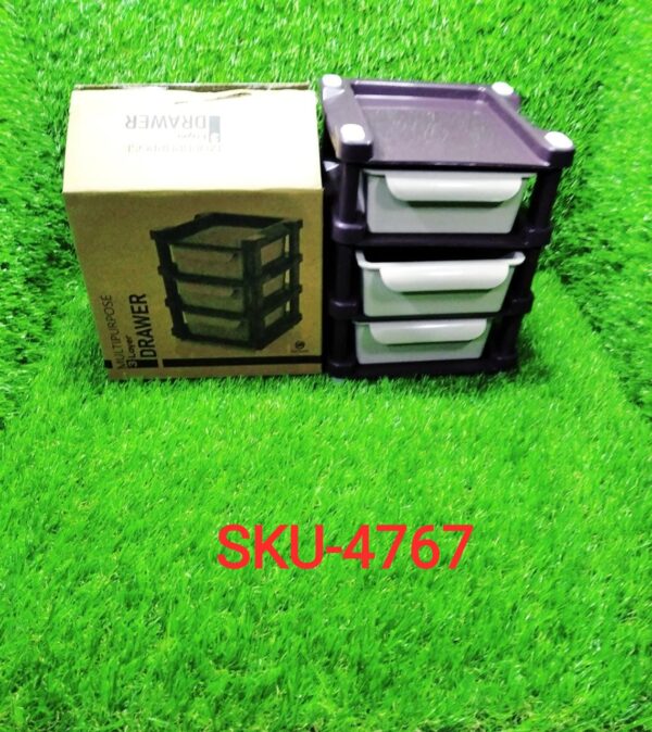 4767 Mini 3 Layer Drawer Used for storing makeup equipments and kits used by womens and ladies.