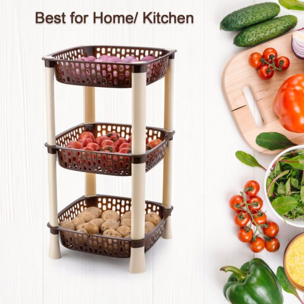 7141 Multi-Purpose 3tier Square Shape Kitchen Storage Basket Rack for Kitchen, Bedroom, Bathroom, Home, Pantry, Washing & Utility Area