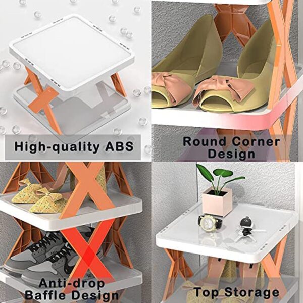 9054A   6 LAYER SHOE RACK DESIGN LIGHTWEIGHT ADJUSTABLE PLASTIC FOLDABLE SHOE CABINET STORAGE PORTABLE FOLDING SPACE SAVING SHOE ORGANIZER HOME AND OFFICE